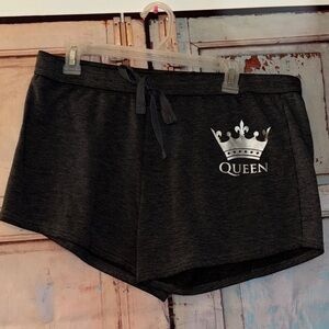 Bobbie Brooks “QUEEN” Women's Charcoal athletic Shorts with Silver Crown Sz 1X